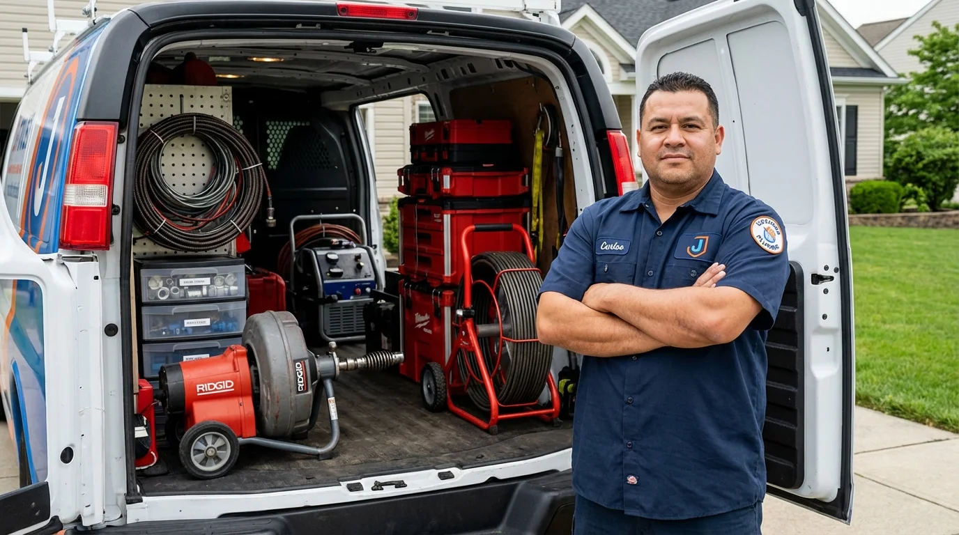 Professional drain cleaning equipment and Johns Plumbing LLC plumber in Aguada