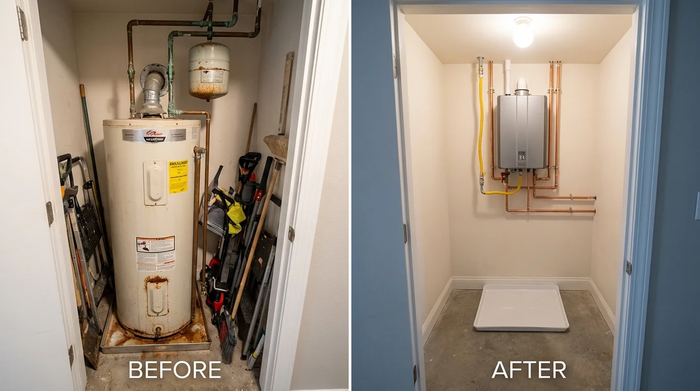 Tank water heater versus wall-mounted tankless unit comparison for Aguada, PR homeowners